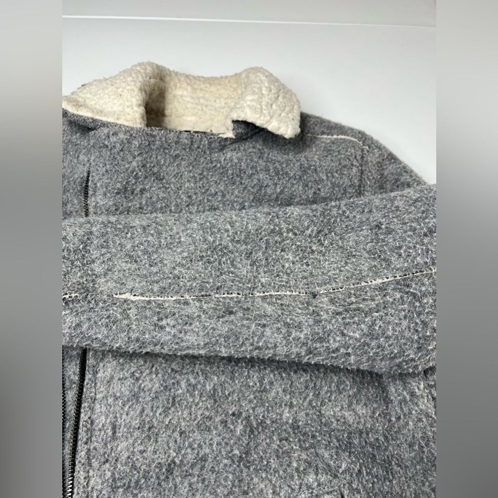 Zara Wool Jacket Coat Aviator Faux Fur Size 13-14Boys Gray White - Picture 11 of 15